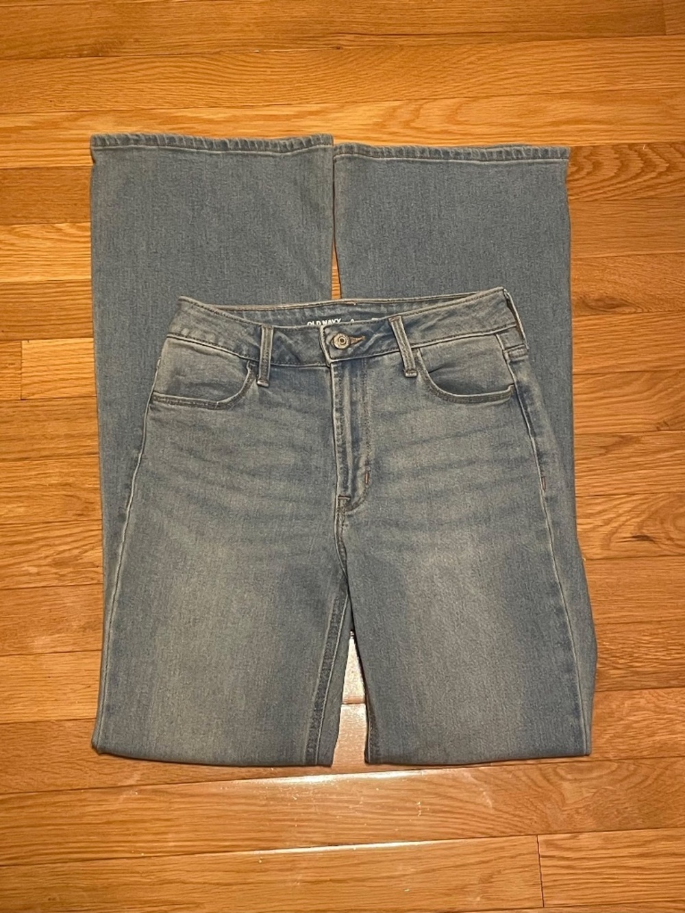 Light blue high rise flared jeans